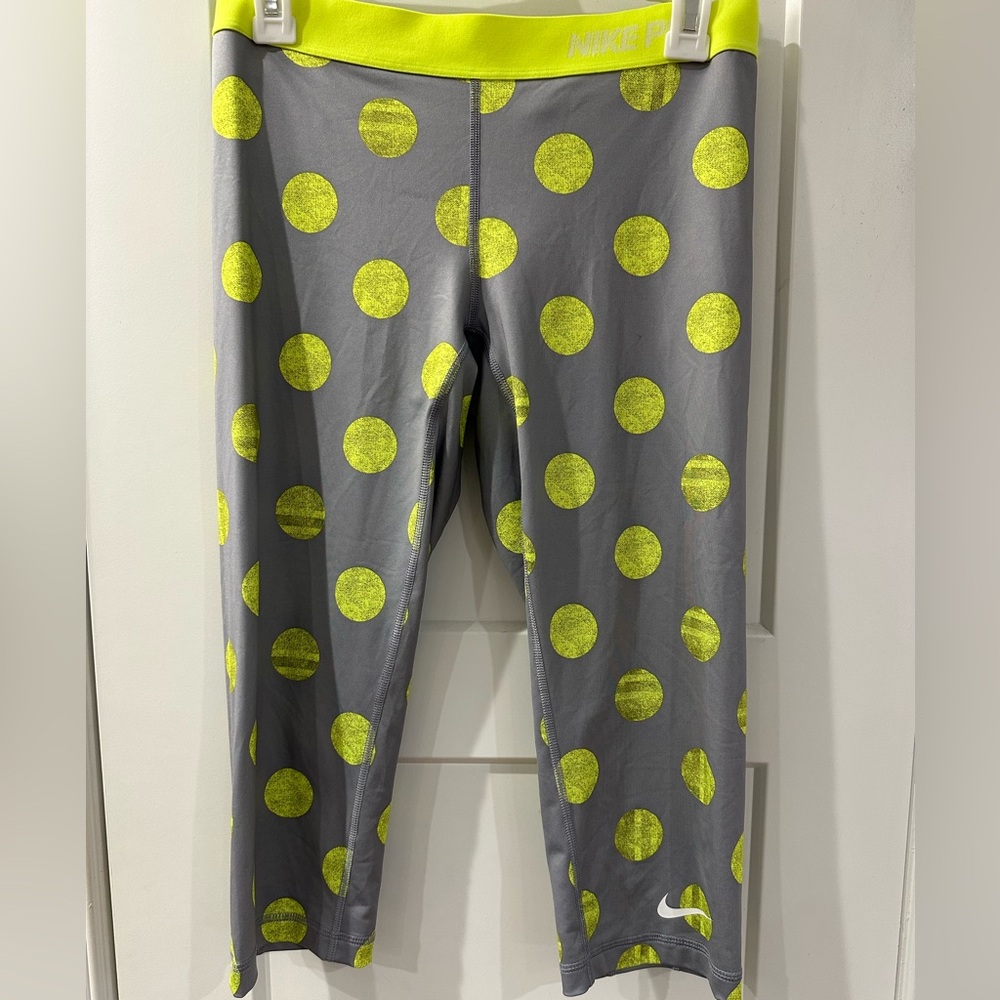 Nike Women’s Gray and Yellow Polka Dot Leggings